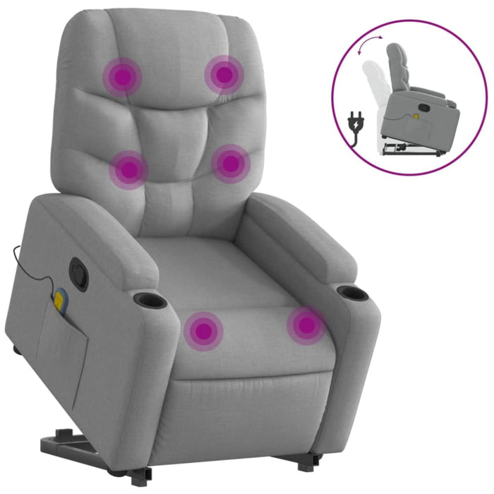 Stand Up Massage Recliner Chair Light Grey Fabric Txbplxn