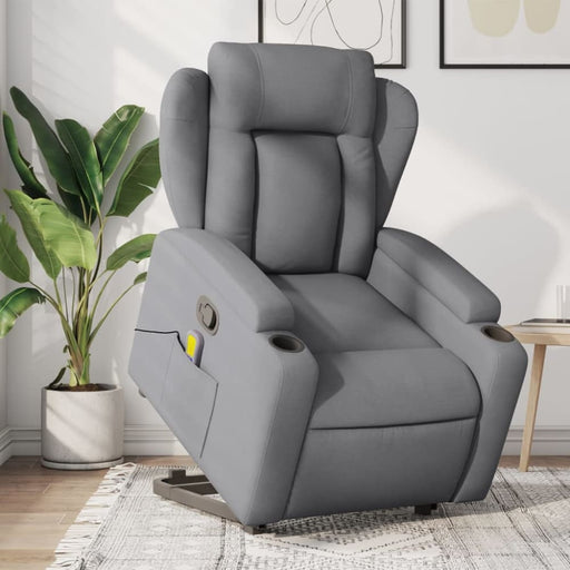 Stand Up Massage Recliner Chair Light Grey Fabric Txbppna