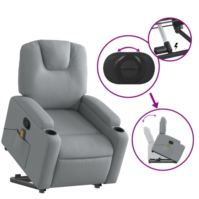Stand Up Massage Recliner Chair Light Grey Fabric Txbppxn