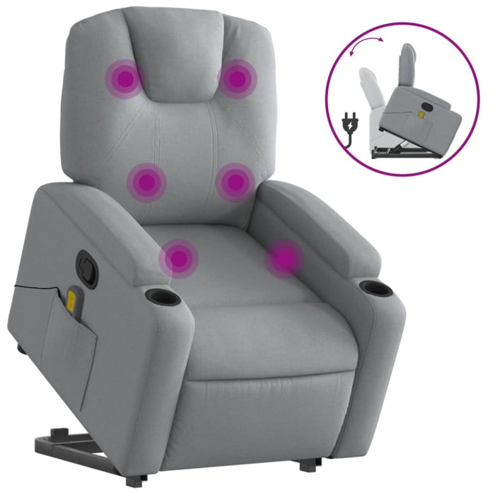 Stand Up Massage Recliner Chair Light Grey Fabric Txbppxn