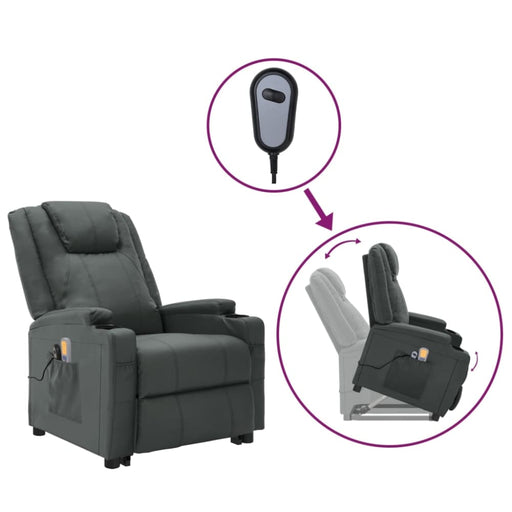 Stand Up Massage Reclining Chair Anthracite Faux Leather