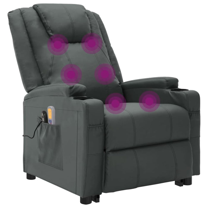Stand Up Massage Reclining Chair Anthracite Faux Leather