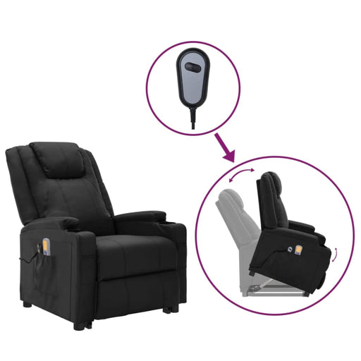 Stand Up Massage Reclining Chair Black Faux Leather Topxxaa