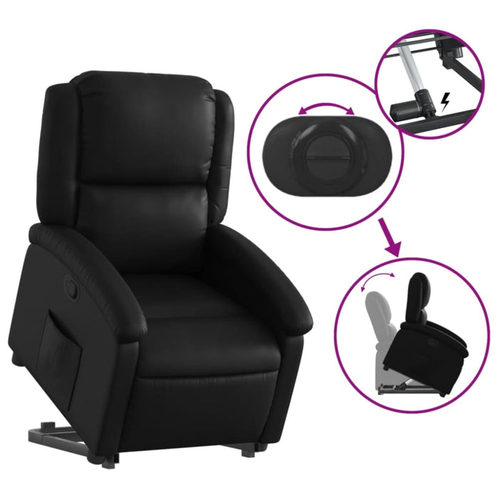 Stand Up Recliner Chair Black Faux Leather Txbpapl