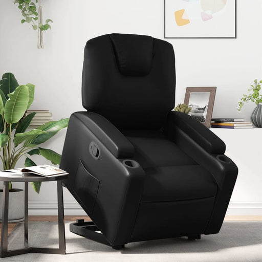 Stand Up Recliner Chair Black Faux Leather Txbpppx