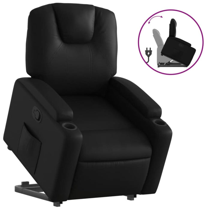 Stand Up Recliner Chair Black Faux Leather Txbpppx
