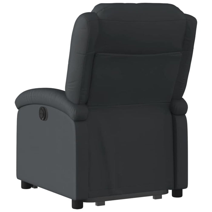 Stand Up Recliner Chair Black Real Leather Txbpanb