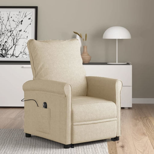 Stand Up Recliner Chair Cream Fabric Topxtit