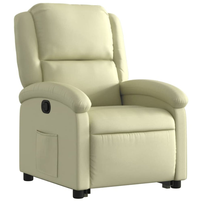 Stand Up Recliner Chair Cream Real Leather Txbpano