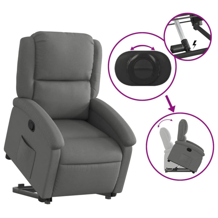 Stand Up Recliner Chair Dark Grey Fabric Txbpaxk