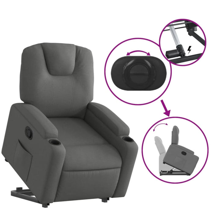 Stand Up Recliner Chair Dark Grey Fabric Txbppxp