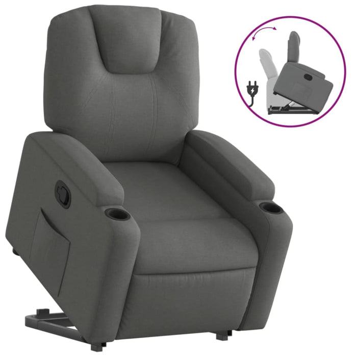Stand Up Recliner Chair Dark Grey Fabric Txbppxp