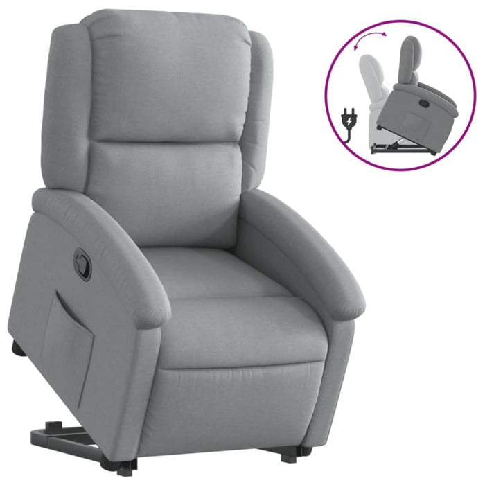 Stand Up Recliner Chair Light Grey Fabric Txbpaxn