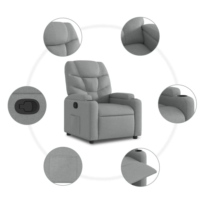 Stand Up Recliner Chair Light Grey Fabric Txbplxa