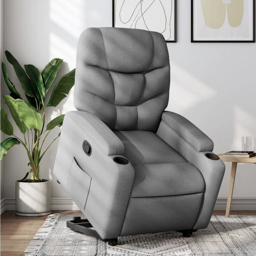 Stand Up Recliner Chair Light Grey Fabric Txbplxa