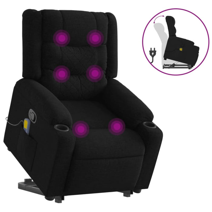 Stand Up Massage Recliner Chair Black Fabric Txblnat
