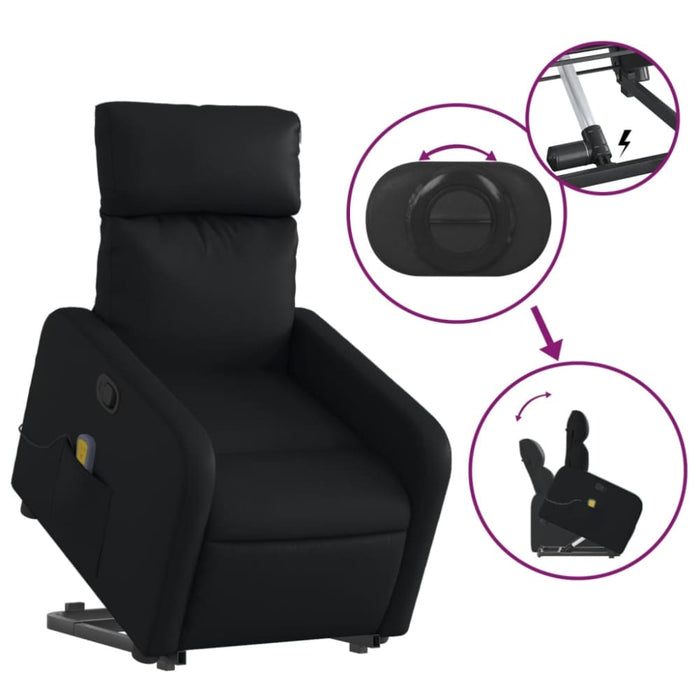 Stand Up Massage Recliner Chair Black Faux Leather Txblnii