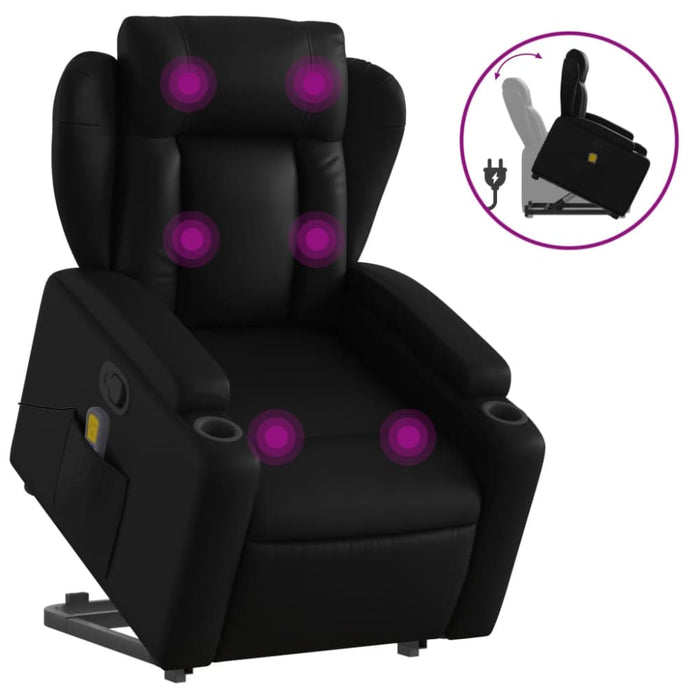 Stand Up Massage Recliner Chair Black Faux Leather Txbplbx
