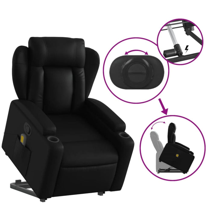 Stand Up Massage Recliner Chair Black Faux Leather Txbplbx