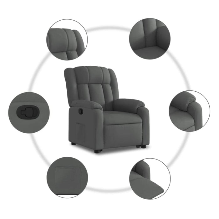 Stand Up Massage Recliner Chair Dark Grey Fabric Txbpikt