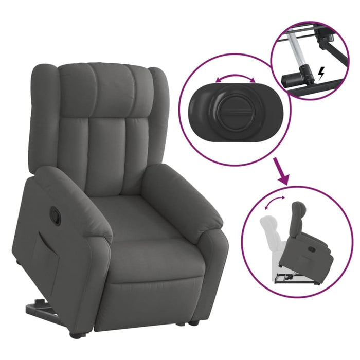 Stand Up Massage Recliner Chair Dark Grey Fabric Txbpikt