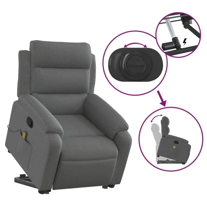 Stand Up Massage Recliner Chair Dark Grey Fabric Txbpitl