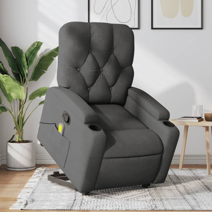 Stand Up Massage Recliner Chair Dark Grey Fabric Txbplio
