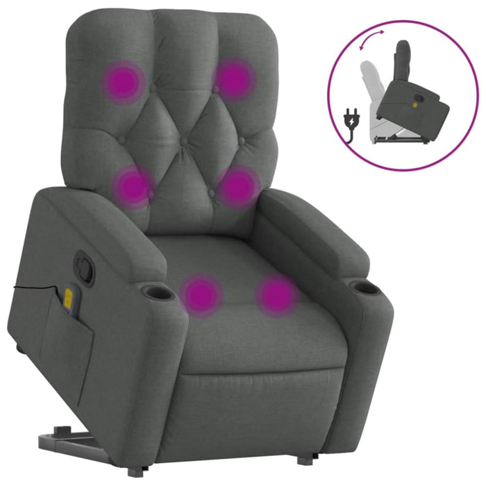 Stand Up Massage Recliner Chair Dark Grey Fabric Txbplio