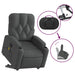Stand Up Massage Recliner Chair Dark Grey Fabric Txbplio