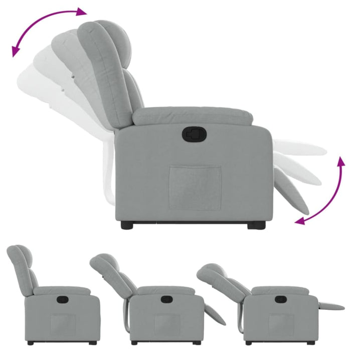 Stand Up Massage Recliner Chair Light Grey Fabric Txbpikx