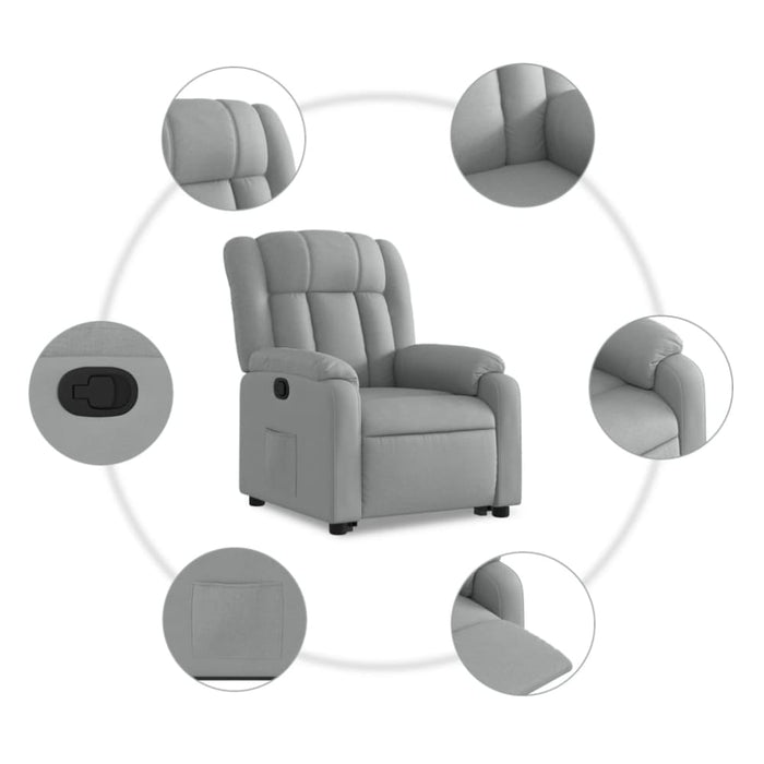 Stand Up Massage Recliner Chair Light Grey Fabric Txbpikx
