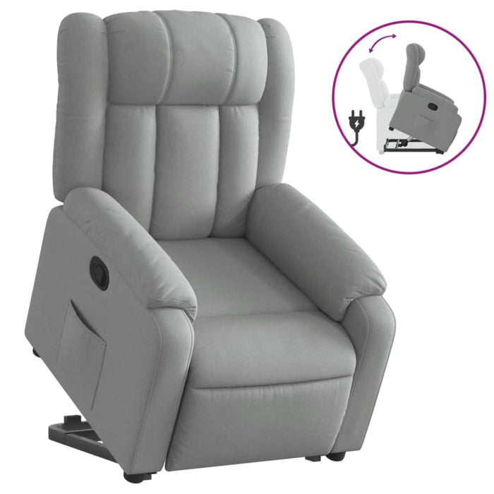 Stand Up Massage Recliner Chair Light Grey Fabric Txbpikx