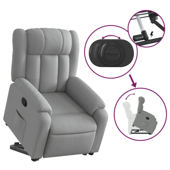 Stand Up Massage Recliner Chair Light Grey Fabric Txbpikx