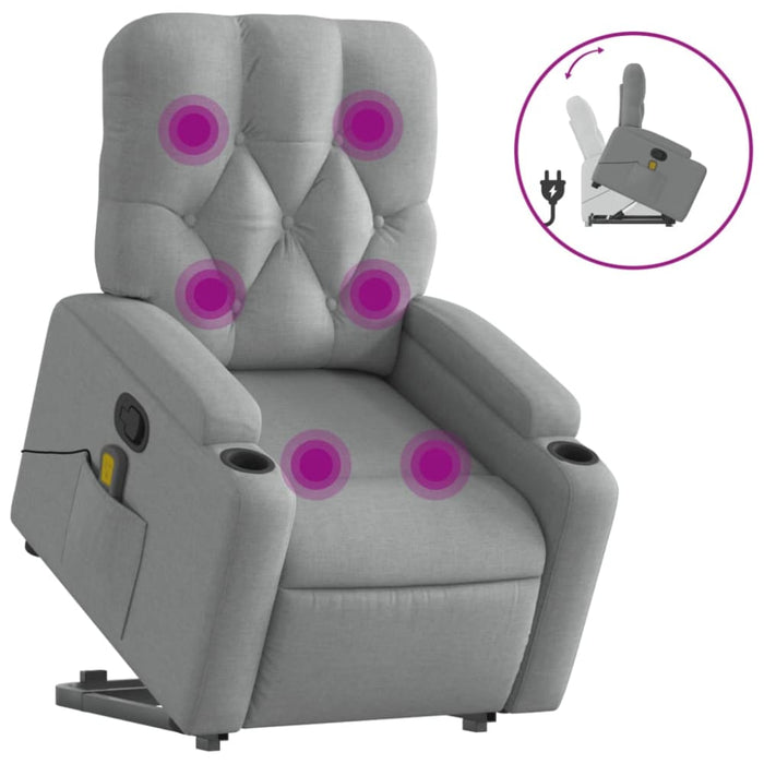 Stand Up Massage Recliner Chair Light Grey Fabric Txbplib