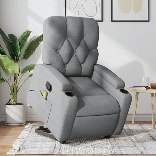 Stand Up Massage Recliner Chair Light Grey Fabric Txbplib
