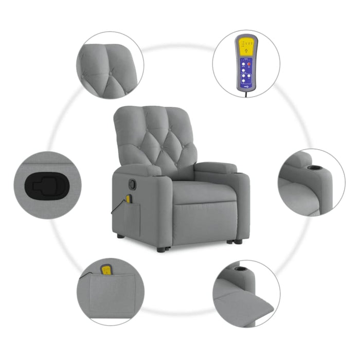 Stand Up Massage Recliner Chair Light Grey Fabric Txbplib