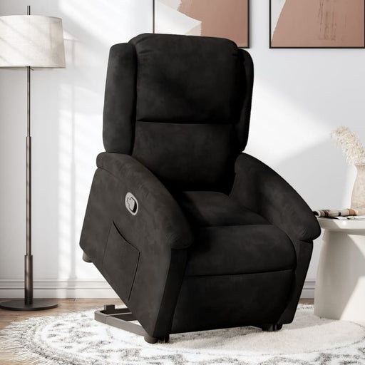 Stand Up Recliner Chair Black Velvet Txbppbo