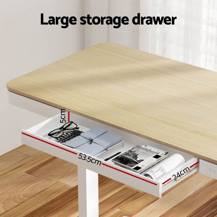 Standing Desk Motorised Electric Dual Motor Draw 120cm Oak