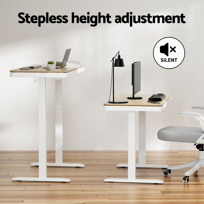 Standing Desk Motorised Electric Dual Motor Draw 120cm Oak