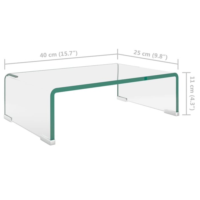 Tv Stand/monitor Riser Glass Clear 40x25x11 Cm Xaaoxl