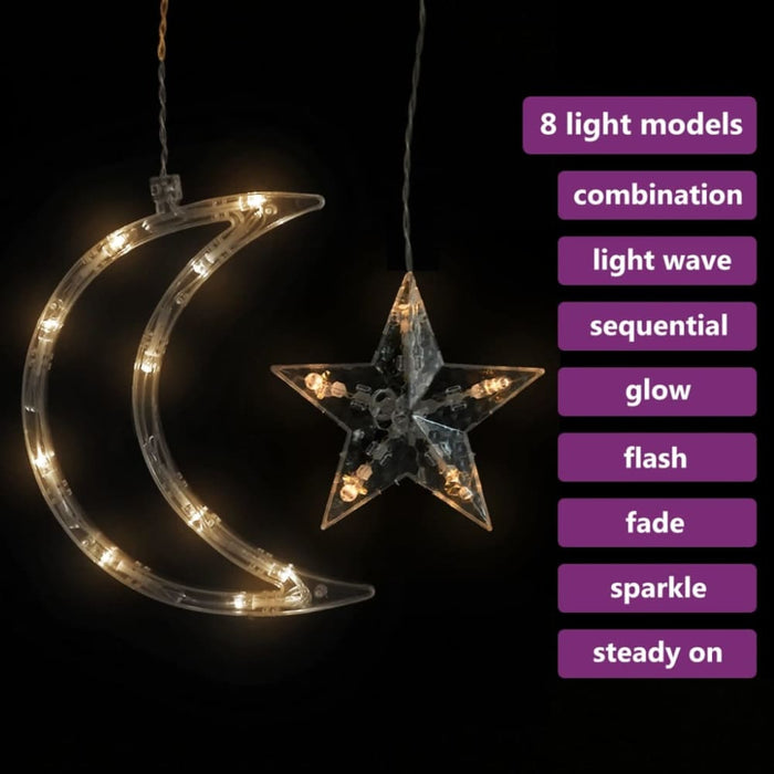 Star And Moon Fairy Lights Remote Control 138 Led Warm