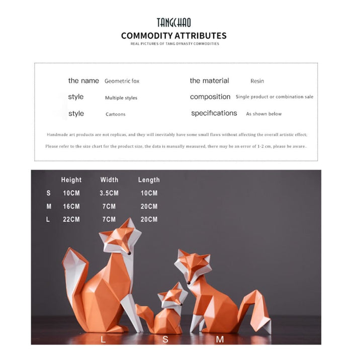 Fox Statue Animal Figurine Resin Home Decor Art Sculpture