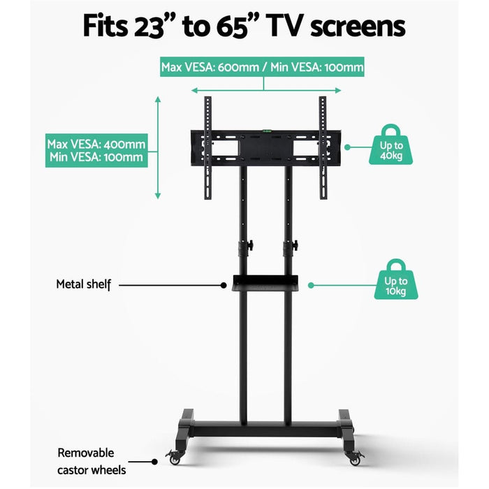 Steel Mobile Tv Stand Cart Height-adjust Up to 65’ Screens