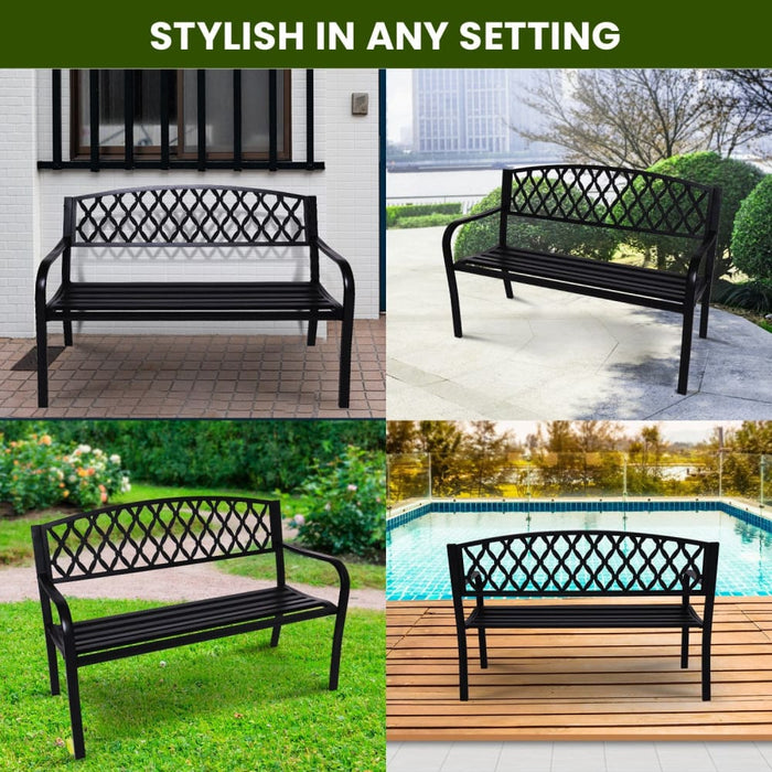 Steel Outdoor Garden Bench - Diamond