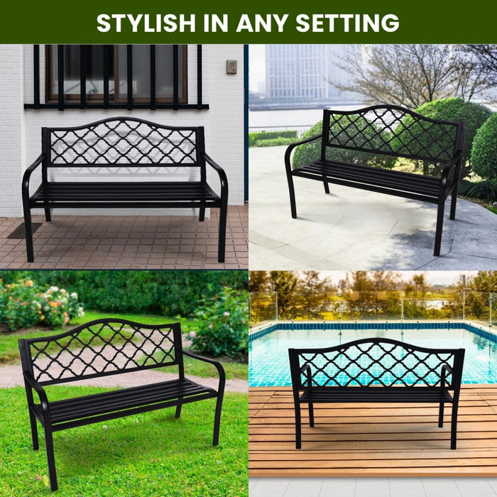 Steel Outdoor Garden Bench - Elegant
