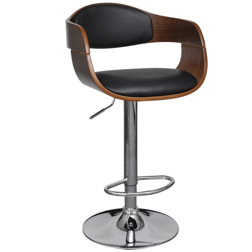 Bar Stool Bent Wood and Faux Leather Gl75315