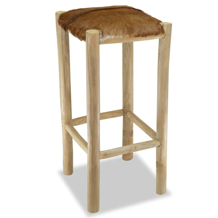 Bar Stool Real Leather And Solid Teak Wood Xaapaa