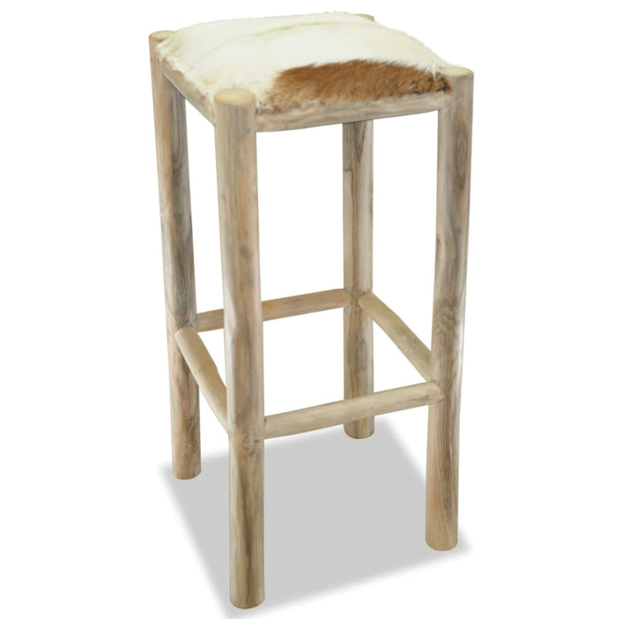 Bar Stool Real Leather And Solid Teak Wood Xaapaa
