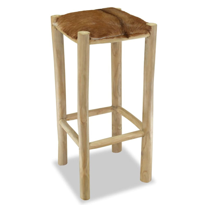 Bar Stool Real Leather And Solid Teak Wood Xaapaa