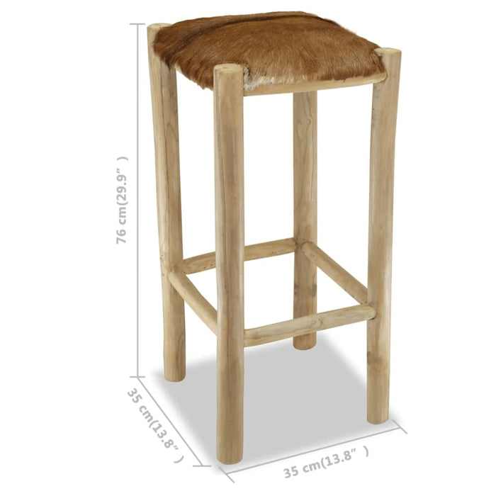 Bar Stool Real Leather And Solid Teak Wood Xaapaa